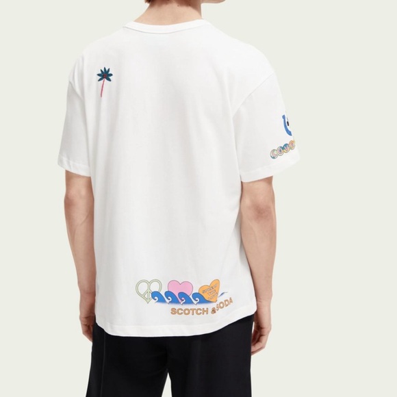 NWT - Scotch & Soda Unisex Embroidered Graphic Short Sleeve Tee -Men M / Women L - Picture 4 of 13